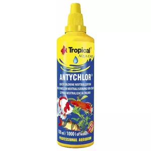 Ūdens apstrādes līdzeklis Tropical Antichlor 100 ml — noņem hlora un hloraminus akvārijiem