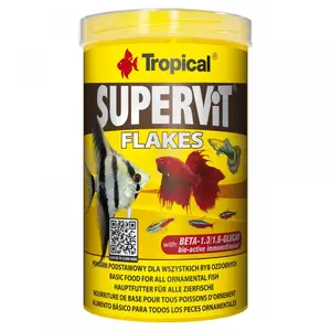 Сухой хлопьевый корм для рыб Tropical Supervit — 0.1 кг (0.5 л), белок 48% / жиры 8% / клетчатка 3.5%