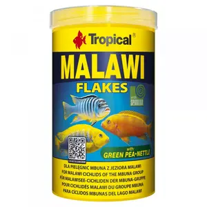 Dry aquarium fish food Tropical Malawi crisp flakes 0.2 kg / 1 L