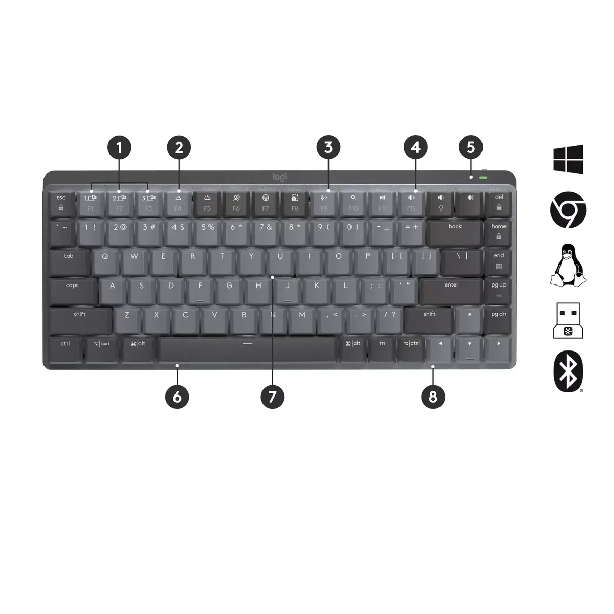 Logitech MX Mechanical Mini Bezvadu Tastatūra Photo 6