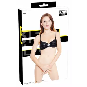 Krūšturis black level Vinyl Bra 85C — ar bantošām stīpām, veidotas krūzītes, aizmugurējo āķu aizdare, regulējamas lencītes, poliuretāna pārklājums