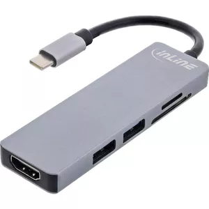 InLine Multi-hub USB 3.2 Gen.1 2x USB-A HDMI 4K 30Hz кардридер алю серый