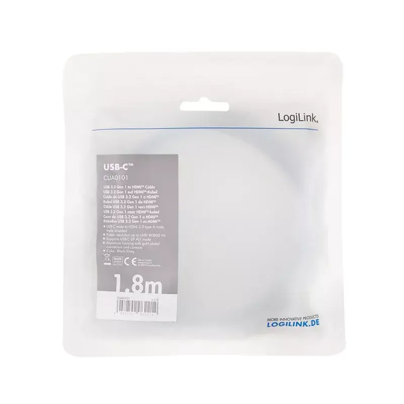 LogiLink CUA0101 USB 3.2 Gen1 Type-C uz HDMI-A kabelis Photo 3