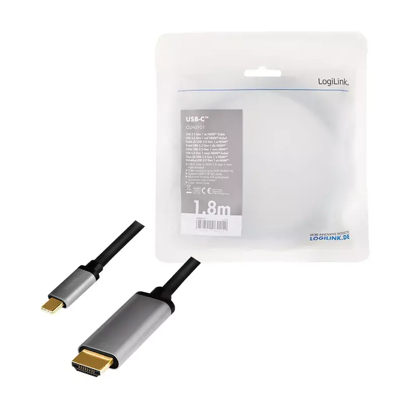 LogiLink CUA0101 USB 3.2 Gen1 Type-C uz HDMI-A kabelis Photo 4