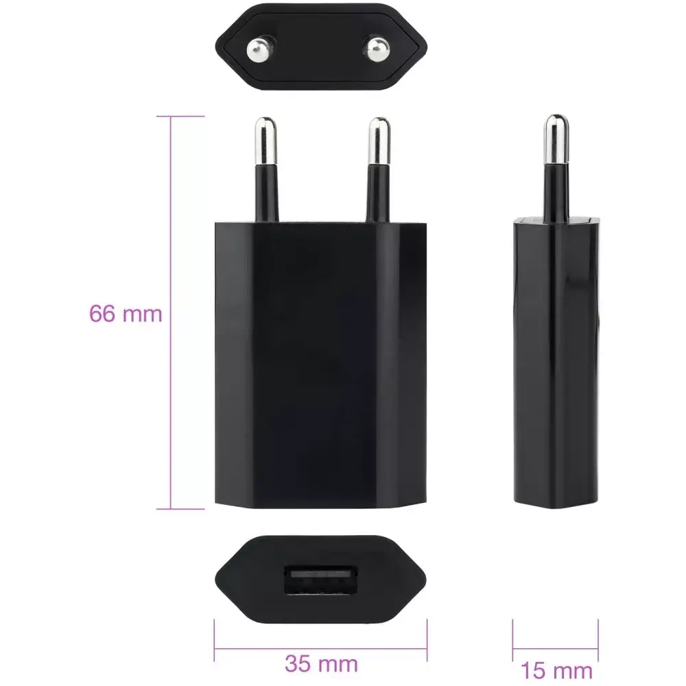 Charger Techly Compact Charger USB 1A European Plug Black Photo 4