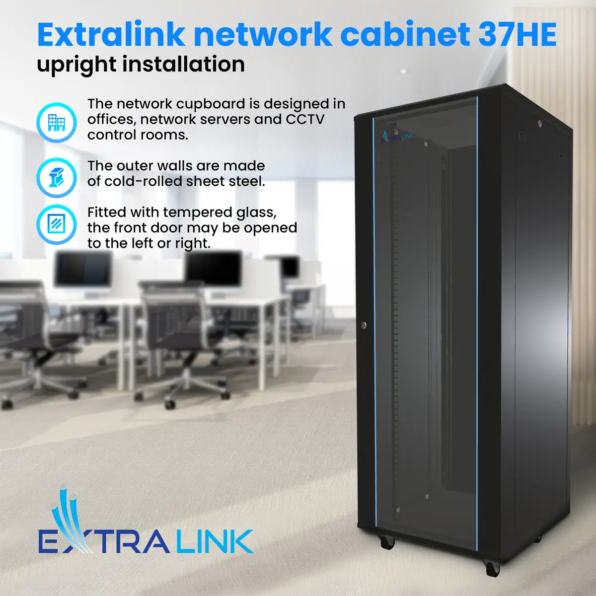 Extralink 37U stāvošs serveru skapis ar