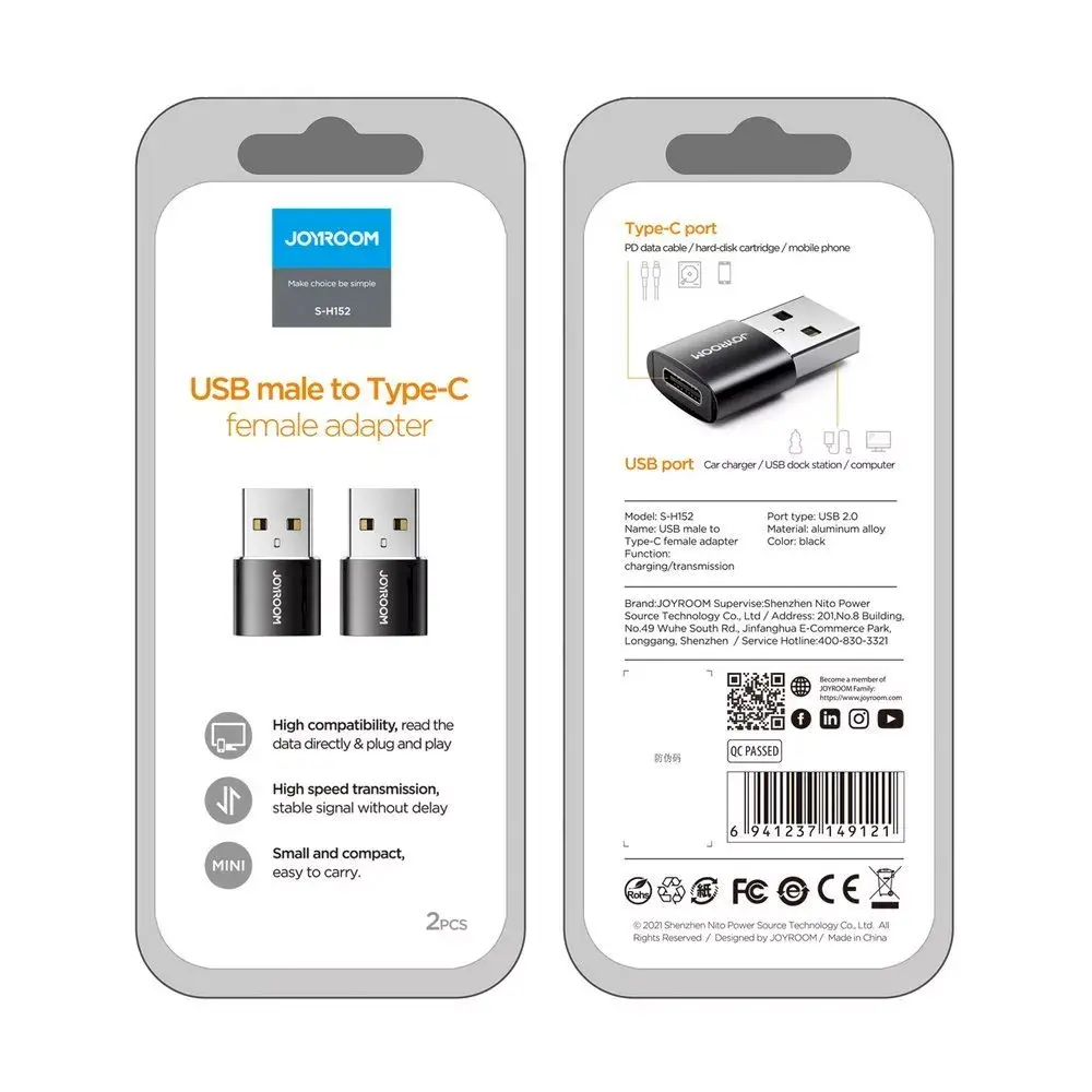 Joyroom S-H152 USB Type-C (sieviete) uz USB (vīrietis) Photo 5