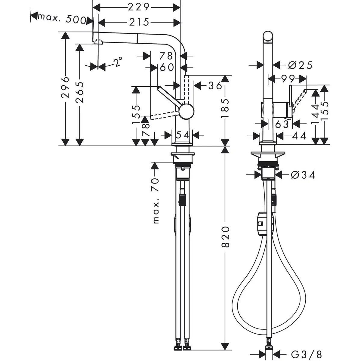 Кухонный смеситель hansgrohe Talis M54 Pull-out Hose 72808670 Photo 2
