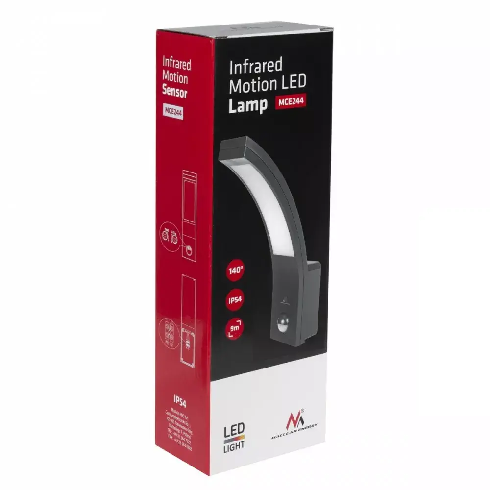 Exterior LED Motion Sensor Lamp MACLEAN MCE244B Photo 2