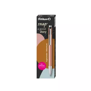 Pildspalva Pelikan Snap Metalic K10 Kupfer — ar klipsi, izvelkama, vidējs galu, zils tinte, 1 gab. kastītē