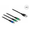 DeLOCK USB uzlādes kabelis 3 in 1 Type-A uz Micro USB / 2 x USB Type-C Photo 2