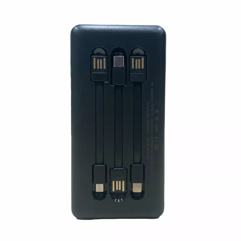 Riff YM-407S Mega Power Bank Charger - 2x USB, 3 Cables, Black Photo 2