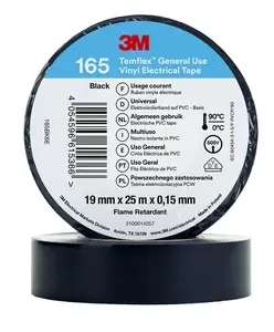 Изолента ПВХ 3M 165BK6E, 19 мм x 25 м, черная