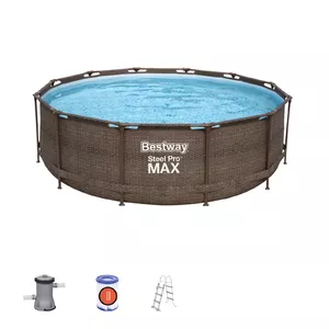 Framed above-ground pool Bestway Steel Pro 56709, round 3.66 m Ø, height 1.00 m, capacity 9,150 L, 0.8 mm liner, 2,000 L/h filter