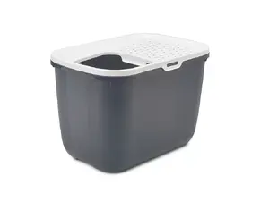 Top-entry litter box Savic Hop In, plastic, anthracite/white, 585×390×395 mm