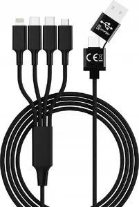 Кабель USB-C Smrter Hydra ELITE 6in1 Nylon Black — многоразъёмный кабель для зарядки и передачи данных