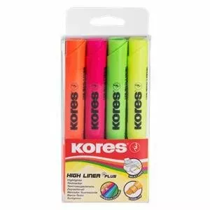 Marķieri KORES HIGH LINER PLUS 200-14165 plastmasas korpuss jauktu krāsu komplekts 4 gab.