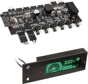 Ventilatoru un RGB kontrolieris Lamptron TC20 Sync Edition — PCI montāža, PWM, melns