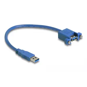 DeLOCK USB 3.0 Type-A male to female panel-mount cable 25 cm