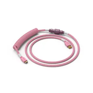 Coiled USB cable GLORIOUS 1.37 m — USB Type-A to USB Type-C, pink