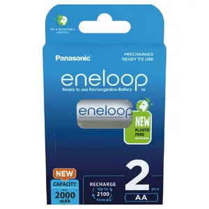 Аккумуляторы Panasonic eneloop AA 2000 mAh, Ni‑MH, 1,2 В, 2 шт.