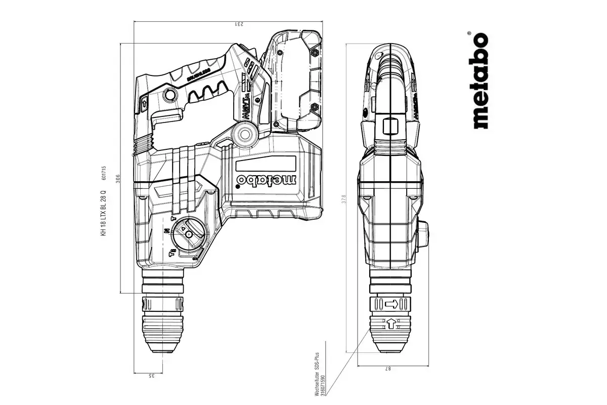 Перфоратор Metabo KH 18 LTX BL 28 Q Photo 6