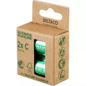 Vienreizējā baterija Deltaco Ultimate Alkaline C LR14 130g