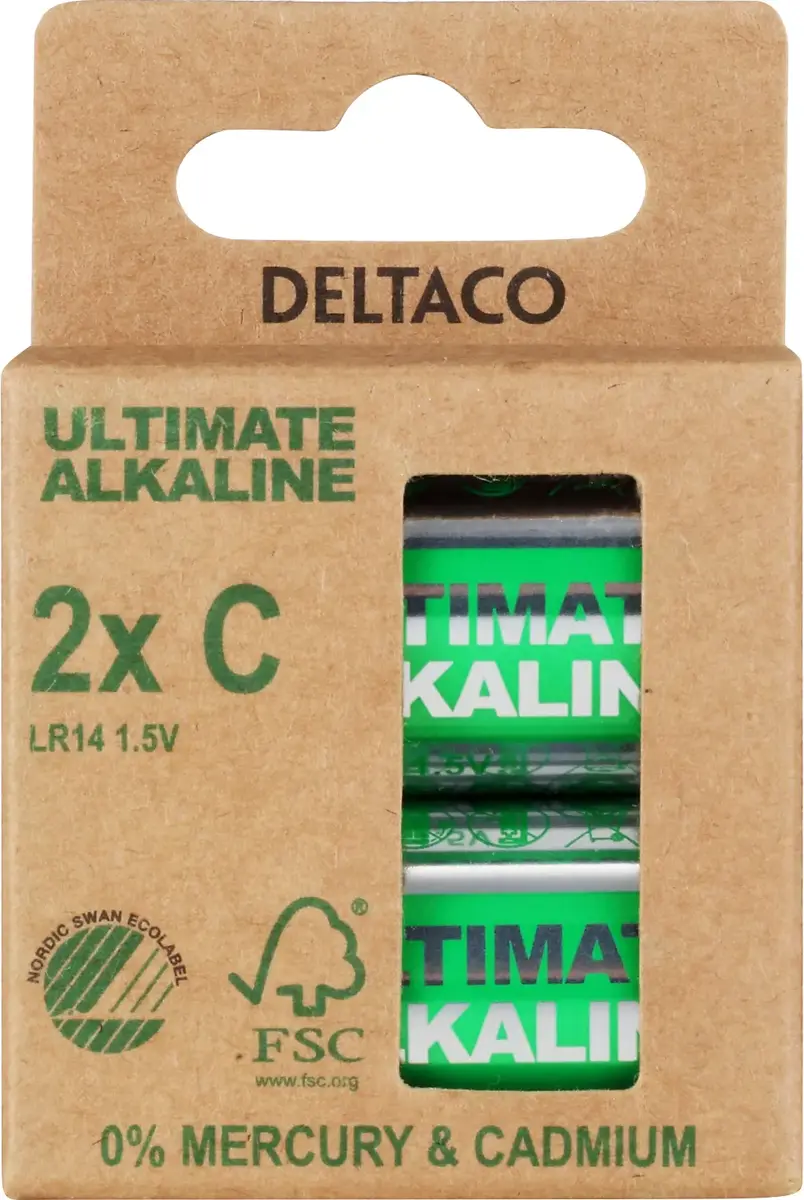 Vienreizējā baterija Deltaco Ultimate Alkaline C Photo 2