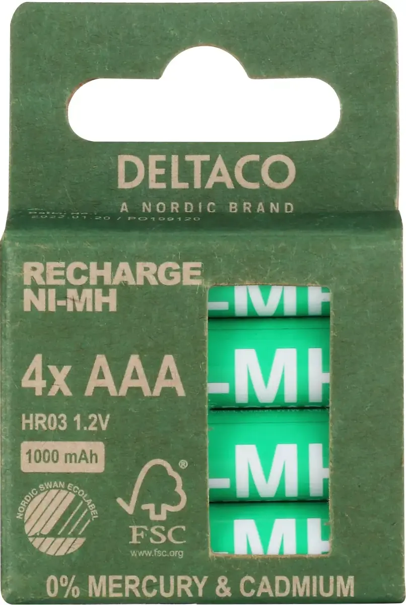 Uzlādējama baterija Deltaco ULT-NH1000AAA-4P Photo 2