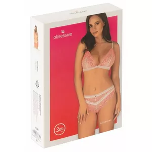 Lingerie set Obsessive Bloomys S/M Black — lace triangular bra and panties, 90% polyamide 10% spandex