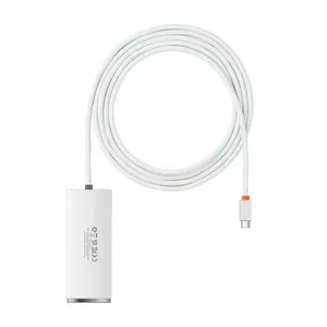 USB-C uz 4x USB 3.0 + USB-C 4in1 hubs Baseus Lite Series, 2 m, balts