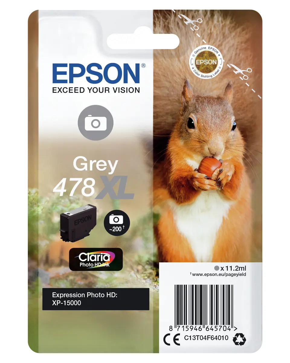 Epson Squirrel 478XL Pelēka tintes kasetne