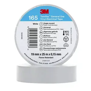 Electrical tape 3M 165WH6E White PVC 25m x 19mm x 0.15mm