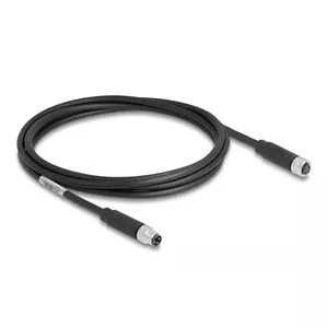 DeLOCK M8 3 pin Cable A-coded male to female PUR TPU 2 m