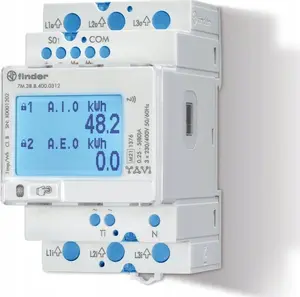 Finder 7M.38.8.400.0312 Three-Phase Digital Energy Meter 80A with M-Bus and NFC