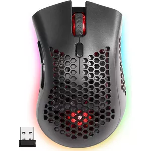 Беспроводная игровая мышь DEFENDER WARLOCK GM-709L — RF + USB, 2400 DPI, 5 программируемых кнопок, RGB подсветка, 400 мAh, правая, черная