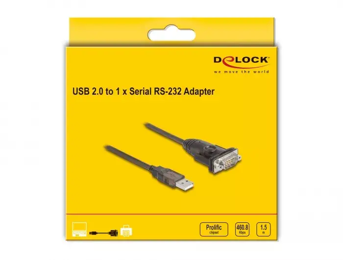 DeLOCK Adapteris USB 2.0 Type-A uz Serial RS-232 D-Sub 9 pin male Photo 4
