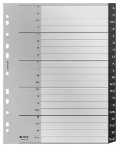 Leitz 12070000 Alphabetic Tab Index Made of Polypropylene in Black and White A4 Portrait