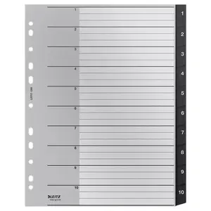 Blank tab index Leitz 12080000 Polypropylene Black White 238x297mm