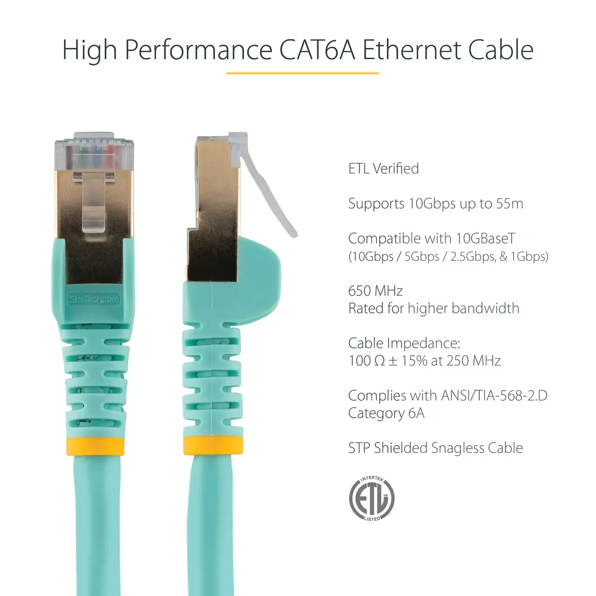 StarTech.com Cat6a Ethernet kabelis 5m STP RJ45 akva Photo 5