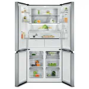 Electrolux ELT9VE52U0 French door freestanding refrigerator in stainless steel with 522 L total capacity, No Frost system, and energy efficiency class E
