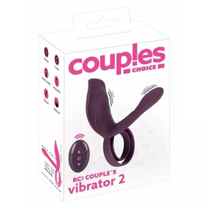 Couples Choice Couple's Vibrator 2 — silicone wearable vibrator with penis and testicle rings, wireless remote, USB magnetic rechargeable, purple