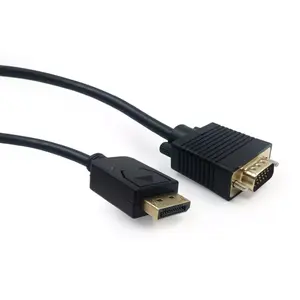 Video kabeļa adapteris Gembird CCP-DPM-VGAM-6 — VGA (D-Sub) vīrietis uz DisplayPort vīrietis, 1.8 m, melns, max 2048×1536