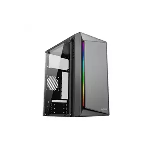 1stCOOL skříň STEP GAMER 2, micro tower, AU, USB 3.0, strip RGB, bez zdroje, průhledná bočnice, černá