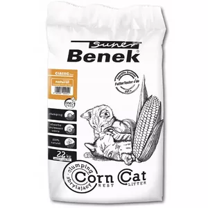 Clumping Corn Cat Litter Super Benek Corn Classic Natural 35 L — clumping, fast-absorbing, 22 kg pack weight