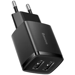 Charger Baseus Compact Universal Black AC Indoor 2 USB 5V 100-240V