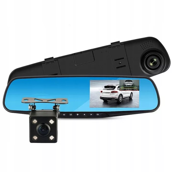 4.3 1080P HD Dual Lens Car DVR Dash Cam Front Rear Mirror G-Sensor Car  Dashcam Camera Video Recorder