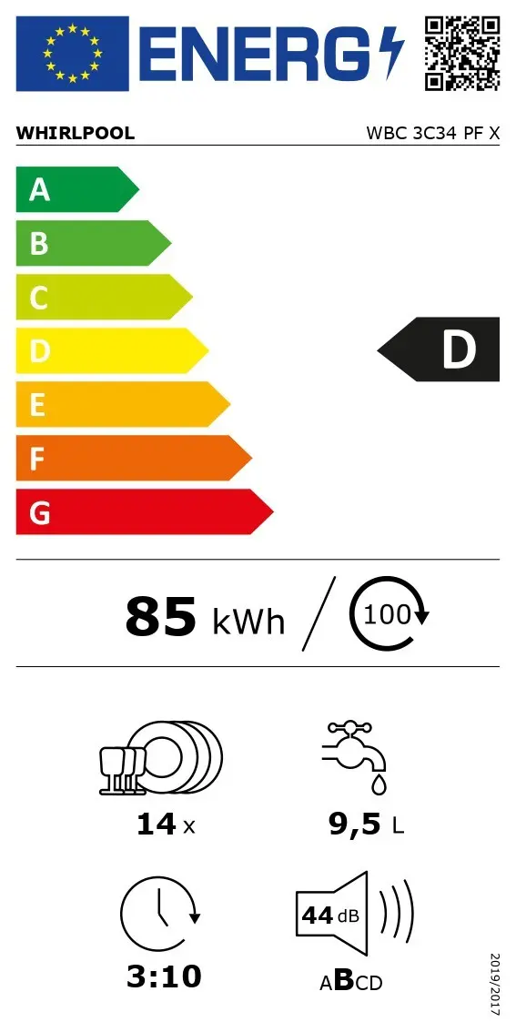 Pilnībā iebūvējama trauku mazgājamā mašīna Whirlpool WBC 3C34 PF X Photo 10