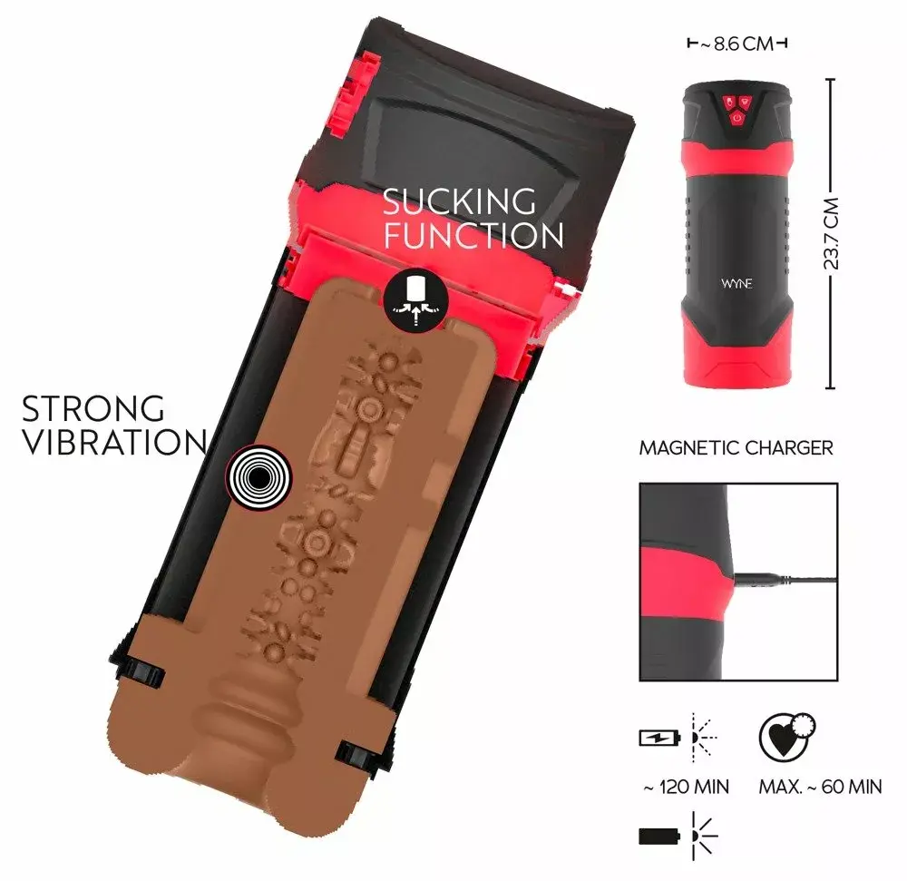 Мастурбатор WYNE Silicone Black с отрицательным давлением Photo 11