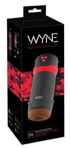 Negative Pressure Masturbator WYNE Silicone Black — 23.7 cm length, 16 cm insertion, 10 vibration & 3 suction modes
